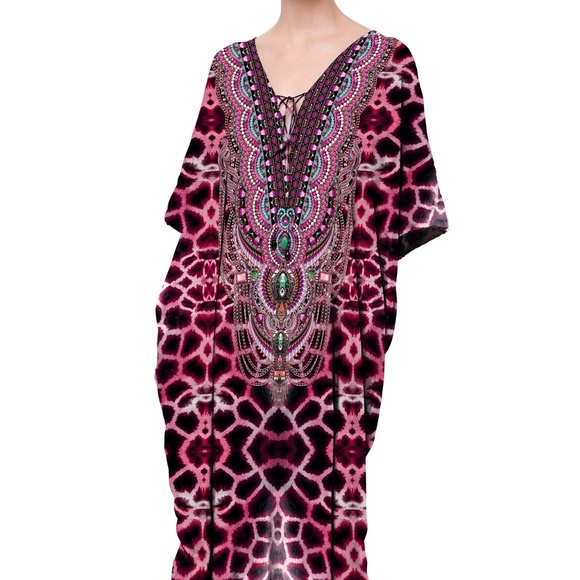 Animal Print Kaftan Dress - Designer Kaftans 70% OFF - Brand New - Picture 1 of 3